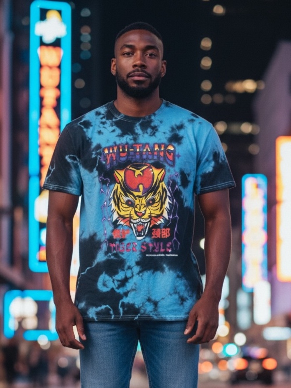 Wu-Tang Tie-Dye‎ Tiger Graphic Short Sleeve Tee - Blue